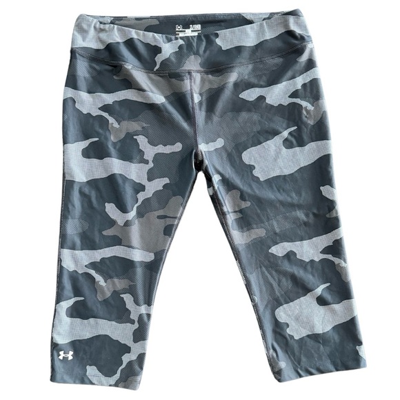 Under Armour Pants - Women’s Under Armour Capri Workout Leggings, Camo, Black and Gray, Heatg…